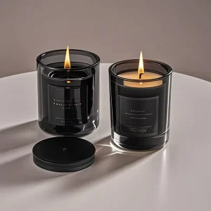 5oz 8oz 10oz Iridescent Candle Vessel Custom clear Black Glass Candle Jars with Lids and Boxes
