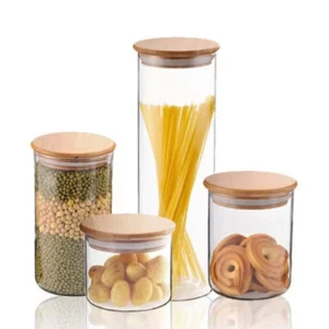 5oz Airtight No-Neck Glass Jar with Bamboo Cover for Tea Coffee and Food Storage