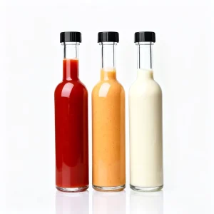5oz Clear Glass Sauce Bottle with Sealed Design and Black Plastic Lid for Homemade Jam and Ketchup