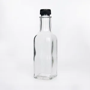 5oz Clear Square Glass Sauce Bottle with Custom Printing for Soy Sauce, Honey, Olive Oil and Juice