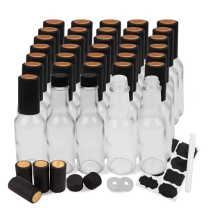 5oz Empty Clear Glass Woozy Hot Sauce Bottles with Shrink Bands