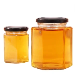 6 Oz Clear Hexagon Jars Small Glass Honey Jars with Lids Mason Jars for Herbs Foods Jams Liquid Canning