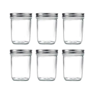 6 Pack 16 oz Glass Canning Jars Wide Mouth Airtight Lids for Food Storage Meal Prep Jam Overnight Oats Salad