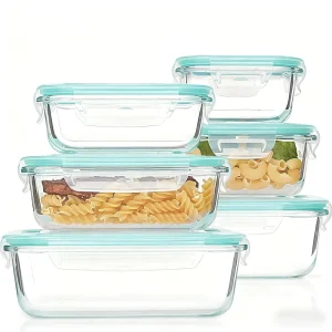 6 Pack Glass and PP Food Storage Containers with Airtight Clip-On Lids, Microwave and Dishwasher Safe, BPA-Free