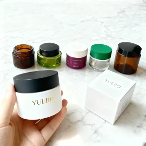 6 oz Glass Cosmetic Jar with White Lid and Box