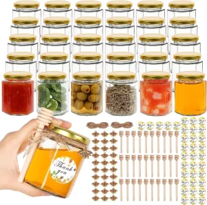 6 oz Glass Small Jars Food Grade Canning Jars Baby Food Jar for Wedding Favors with Wooden Dippers