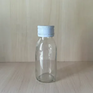 60 ml 2 oz Transparent Alpha Syrup Glass Ginger Wellness Shot Bottle with Tamper Evident White Aluminum Cap for Oil Seasonings
