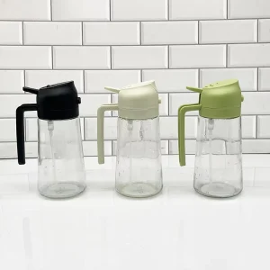600ml Clear Glass Oil Bottle with Oil Mist Pump Head for Kitchen Olive Oil
