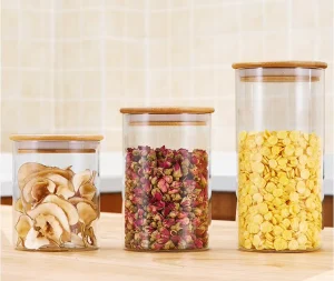 600ml Modern Bamboo Sealed Glass Container with Bamboo Lid Premium Storage for Seasonings Branding Customization