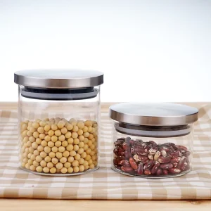 600ml Multi Specification Airtight Transparent High Borosilicate Glass Food Storage Containers with Glass Lid for Candy