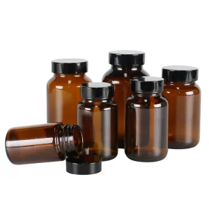 60cc or 100ml Amber Glass Medicine Bottle with Screw Cap and Wide Mouth