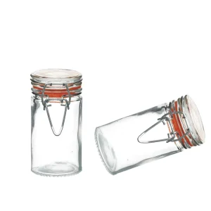 60ml 100ml 120ml Cylindrical Clear Glass Spice Canning Jar with Flip Lid