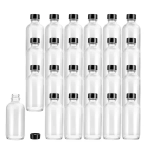 60ml 2oz Clear Boston Round Glass Bottle with Screw Cap for Potion Juice Ginger Shots and Oils
