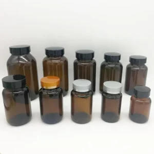 60ml 75ml 100ml 120ml 150ml 200ml 250ml 300ml 400ml 500ml Amber Brown Wide Mouth Glass Bottle for Tablet Vitamin Drug Supplement