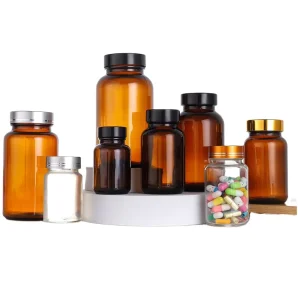 60ml 75ml 120ml 150ml Wide Mouth Brown Glass Pill Bottles