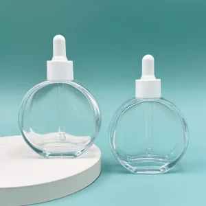 60ml Unique Glass Dropper Clear Bottle Customized Logo with Dropper for Cosmetic Package