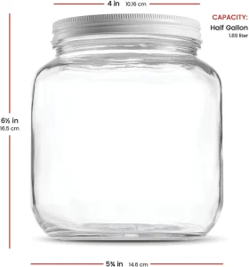64 Ounce Half Gallon Glass Mason Jar Wide Mouth with Airtight Seal Lid for Food Storage and Canning
