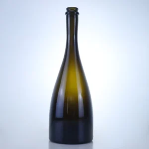 650ml 500ml 750ml Customized Round Olive Color Champagne Glass Bottle with Crown Cap