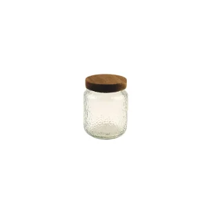 650ml Clear Borosilicate Glass Jar with Sealed Wooden Lid for Food Storage, Home Kitchen Camping