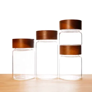 66mm Borosilicate Glass Test Tube Storage Container with Acacia Wooden Lid