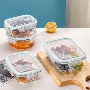 6Pcs Vacuum Stackable BPA Free Microwave Safe Glass Food Containers Vented Lid Leakproof School Cereal Powder Sugar Nut Snack