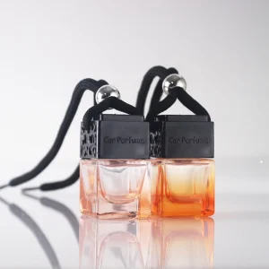 6ml Cube-Shaped Glass Car Perfume Diffuser Bottle with Black Cap