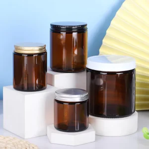 6oz 180ml 0.5lb Solid Amber Straight-Sided Wide-Mouth Glass Jar for Canning