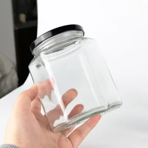 6oz 9oz 12oz 16oz Empty Pot De Miel Hexagonal Glass Jar for Honey and Jam