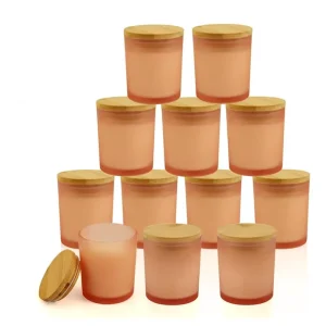 7/10 oz Empty Frosted Round Glass Candle Jars, Custom Color and Logo