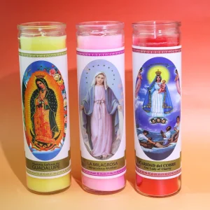 7 Day 8 Inch Handmade Paraffin Wax Religious Church Candle White Glass Jar