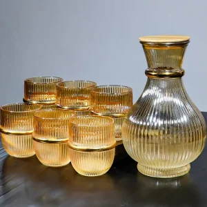 7 Piece Glass Jug Set Factory Customizable Kitchen Dining Gift Box Glass Water Bottle Set Glass Teapot Kettle Set