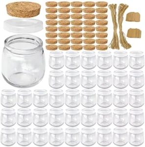 7 oz (225ML) Eco friendly Glass Jars Yogurt & Pudding Jars with Cork Lids for Jam Honey Spices Mousse Candy & Jelly DIY