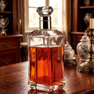 700ML Manufacturers Sell clear square Glass Wine Bottles Transparent Wine Bottles European Vodka Liquor Bottles with Cork