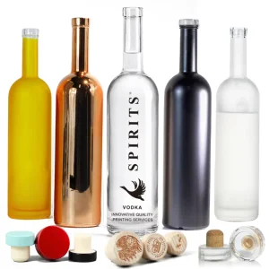 700ml 750ml Frosted Glass Whisky and Vodka Bottle With Cork, Electroplated and Screen Printed