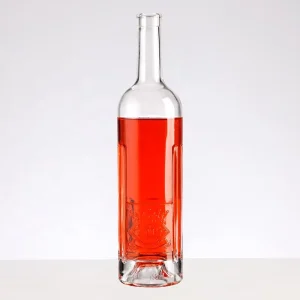 700ml 750ml Round Cylinder Glass Bottle with Deep Punt and Embossed Logo for Wine Vodka Gin Rum Whisky Whiskey and Liquor Spirits