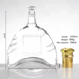 700ml Arched Crystal Glass Cork-Sealed Liquor Bottle for Whiskey, Brandy, Vodka, Wine, Gin, Rum, and Tequila