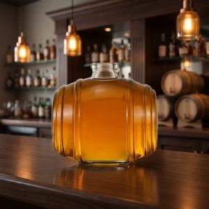 700ml Barrel-Shaped Extra-Flint Glass Whiskey Liquor Bottle with Cork