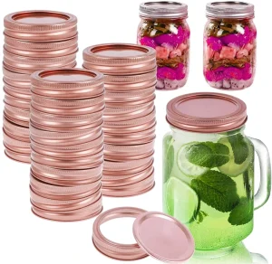 70mm Tinplate Metal Rose Gold Mason Jar Canning Lids with Silicone