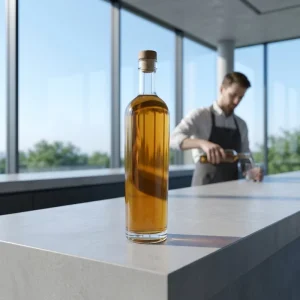 750ml 1000ml Clear Slender Cylindrical Glass Bottle for Bourbon Scotch with Custom Logo