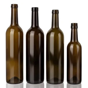 750ml Clear Bordeaux Wine Glass Bottle with Cork for Wine Packaging