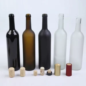 750ml Clear Empty Burgundy Shape Glass Wine Bottle for Red Wine