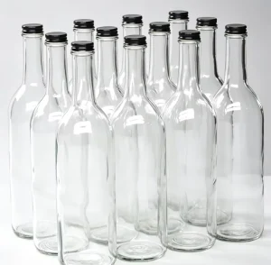 750ml Clear Glass Beverage Bottles with Black Caps
