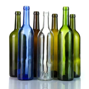 750ml Clear or Green Bordeaux Glass Wine Bottle with Cork Lid