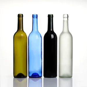 750ml Empty Glass Bottle For Red Wine, Whisky, Tequila, and Brandy, Cork Sealed, Frosted and Screen Printed