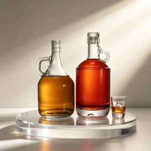 750ml Glass Jug Bottle with Handle for Whiskey, Brandy, Vodka, Gin, Cider, Mezcal, and Bourbon