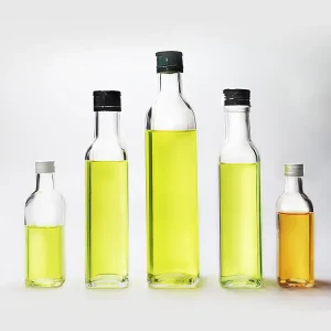750ml Hot Selling square Empty Olive Oil Bottle Glass Oil Bottle With Screw Cap clear Glass Bottles With Aluminum Lid