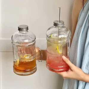 750ml Large Capacity Glass Tumbler Bottle Transparent Portable Drink Container for Juice Milk Tea and Outdoor Takeaway Use