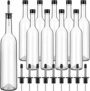 750ml Long Neck Clear Bordeaux Glass Wine Bottle With Pourer Screw Cap
