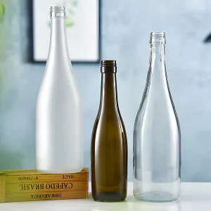 750ml Round Frosted Empty Wine Glass Bottle with Cork Lid and Crown Cap for Brandy and Tequila