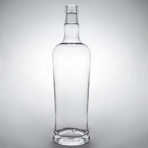 750ml Shaped Glass Liquor Bottle with Thick Bottom and Cork for Gin Rum Brandy Whisky and Tequila